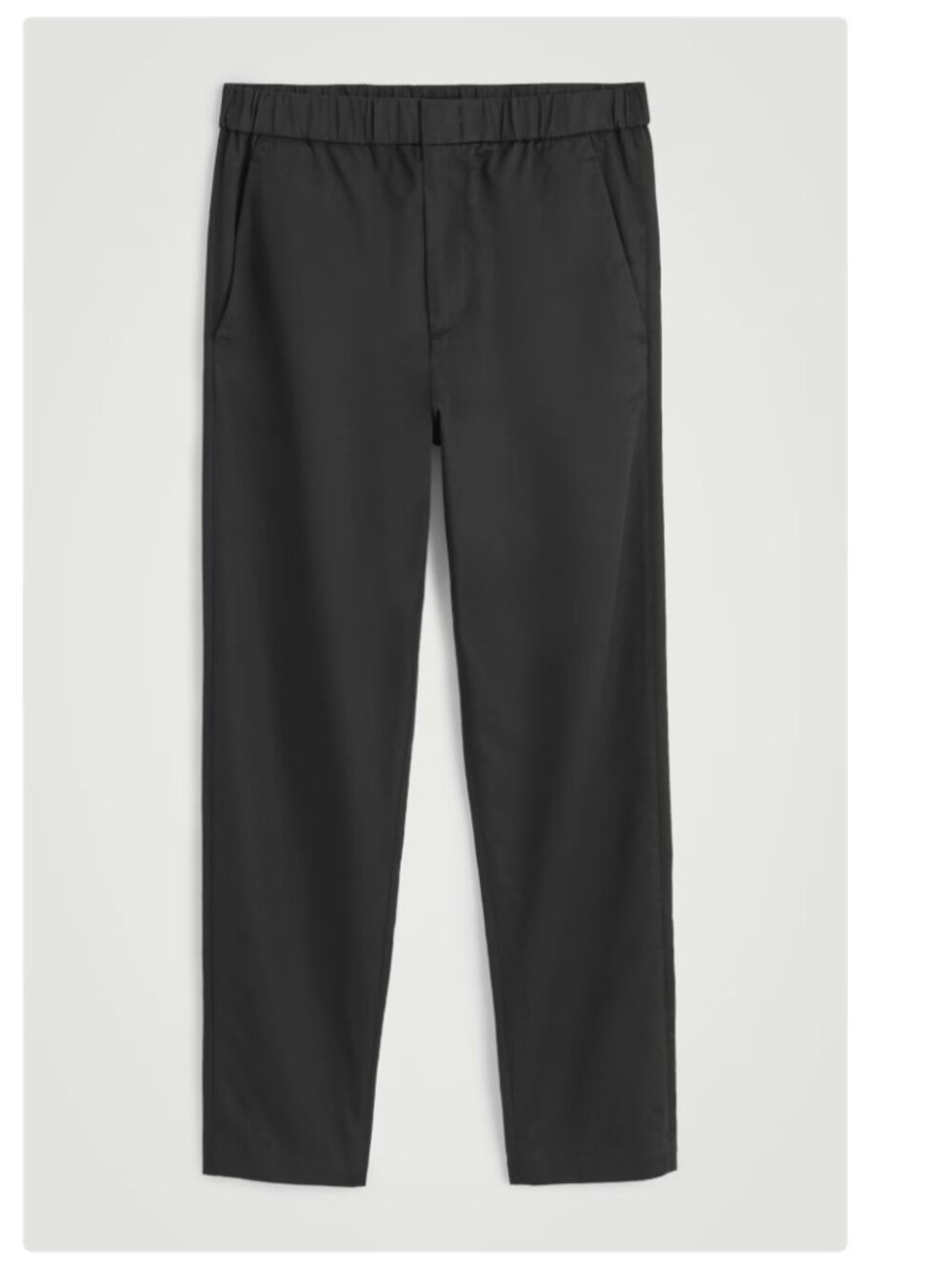 COS Elastic Waist Minimalist Twill Tapered Black Trousers Size 30R